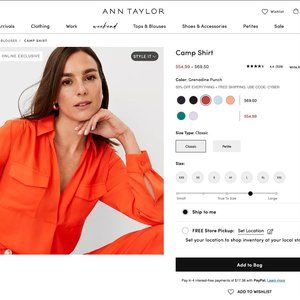 Ann Taylor Camp Shirt *Brand New* Never Worn Size L